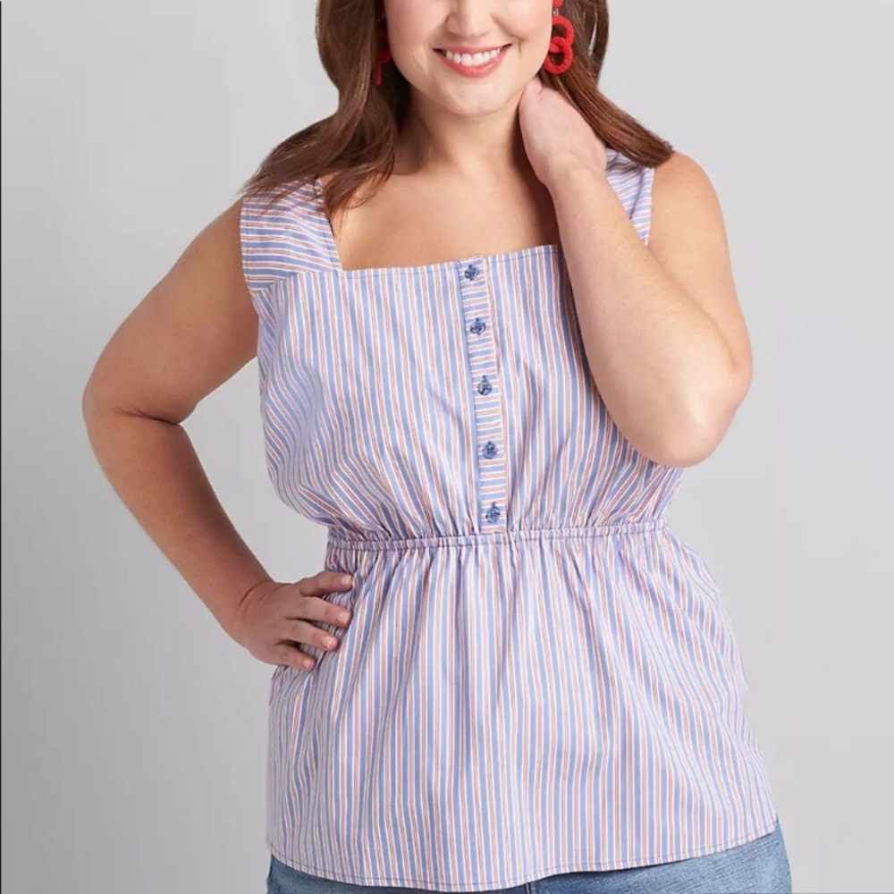 Lane Bryant patriotic stripe tank top 20 plus size red white blue